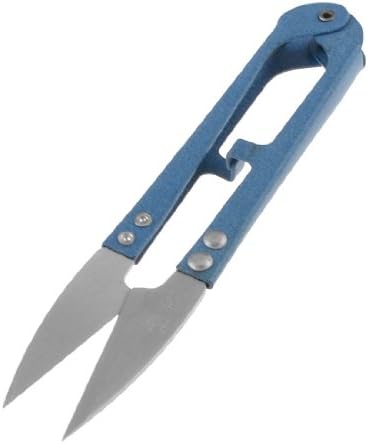 Aexit Светло Синьо Ръчен Инструмент за Обработка на Метално Острие Шивач Занаят Подрязване Прежда Ножици за Бродиране Извити Ножици