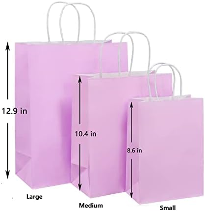 Подаръчни пакети AZOWA Големи торбички от крафт-хартия с дръжки (10,2 х 4,7 х 12,9 инча, различни цветове, на