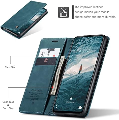 Чанта-портфейл XYX за Samsung Galaxy а a53 5G, Матова Текстура, Панти Чанта-портфейл от Изкуствена кожа в стил Ретро с Магнитна стойка, Отделения за карти, Синьо