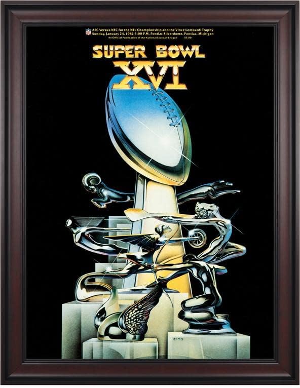 1982 49ers vs Bengals 36 x 48 Програма XVI Суперкупата на Платно в Рамка - Оригинални рисунки и щампи NFL