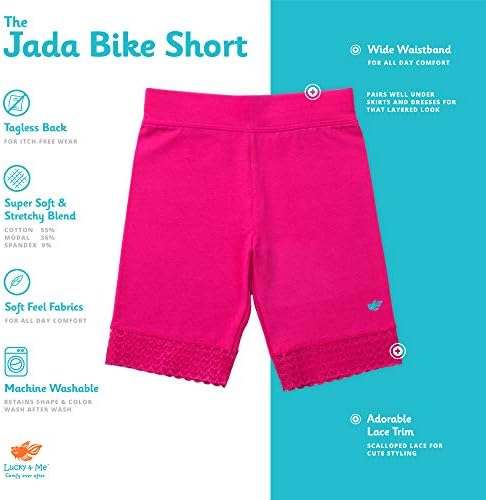 Велосипедни шорти за момичета Лъки & Me, Супер Мек Памучен смес от Модала с Дантелен завършек, Jada, 3 опаковки