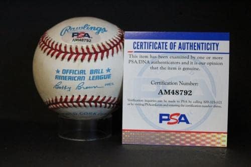 Денис Экерсли Подписа Бейзболен Автограф Auto PSA/DNA AM48792 - Бейзболни топки с Автографи