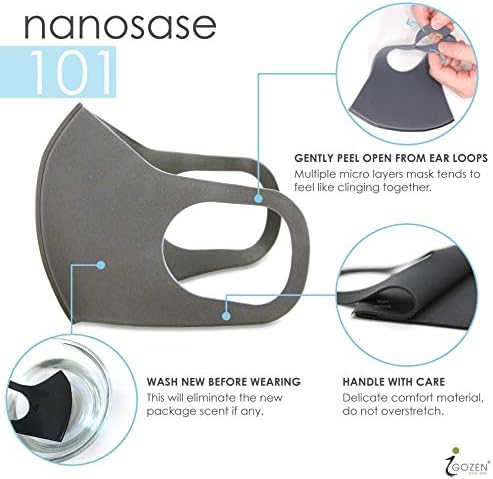 igozen 3 опаковки Унисекс Маски за лице за възрастни Nanosase Водоустойчива пяна с памет ефект Космически Памучни