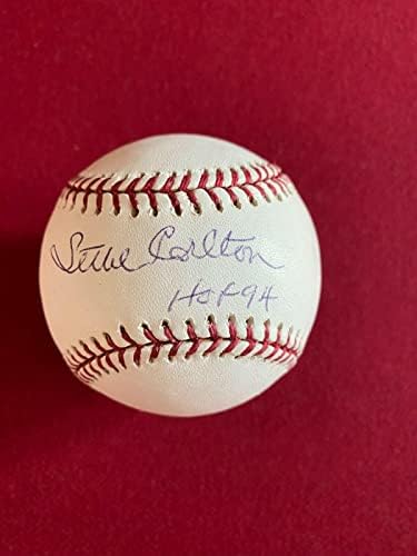 Стив Карлтън, с автограф (MLB) Официалният представител на бейзболния отбор HOF INS. (Редки) - Бейзболни топки