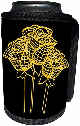 Триизмерен Арт фигура Жълти Рози с Геометрични линии - Опаковки за бутилки-охладител в банката (cc_356136_1)