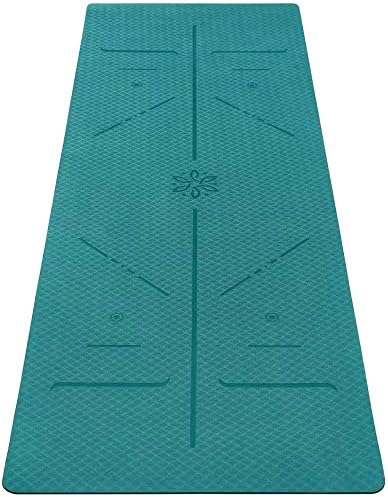 Килимче за йога за упражнения-с выравнивающими линии, 183 см Х 68 см X 5 мм, екологично Чист килимче за йога