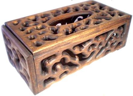 Луксозна Елегантна Дървена Кутия за Салфетки е Ръчна изработка С Дърворезба