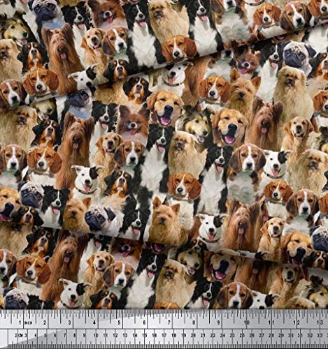 Памучен поплиновая плат Soimoi ширина 58 см, материал за шиене с принтом кучета, ярдовый-многоцветен