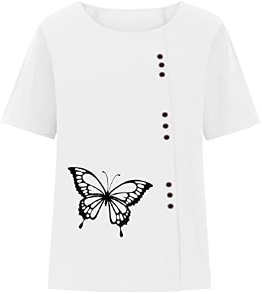 PANOEGSN/ Дамски Летни Тениски с кръгло деколте, Ежедневни Блузи Големи Размери, Елегантни Графични Тениски,