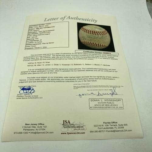 1968 Отборът на Ню Йорк Метс Подписа договор с Ноланом Райаном от Националната лига бейзбол JSA COA - Бейзболни