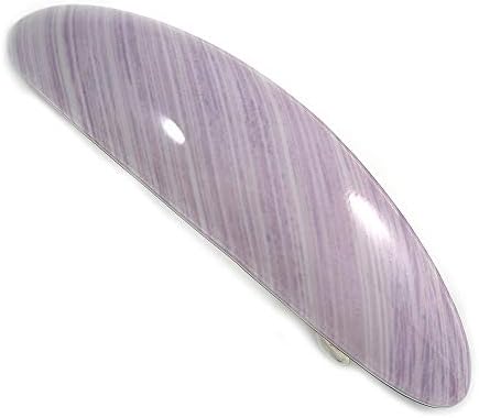 Акрилна Овални Шнола/Скоба за коса с Лавандулово шарени принтом Avalaya Сребрист цвят Дължина 90 мм