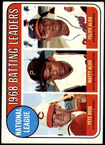1969 Topps # 2 Лидери отбивающих NL Пийт Роуз / Mattie Алу / Фелипе Алу Синсинати / Питсбърг /Атланта Редс/Пирати/Брейвз (Бейзболна картичка) ТНА Редс/Пирати/Брейвз