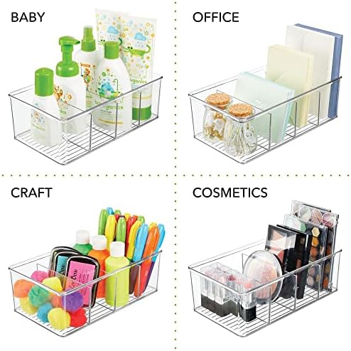 mDesign Пластмасов Разделени Офис Органайзер за съхранение на Отпадъците кутия с 4 секции за шкаф, гардероб,