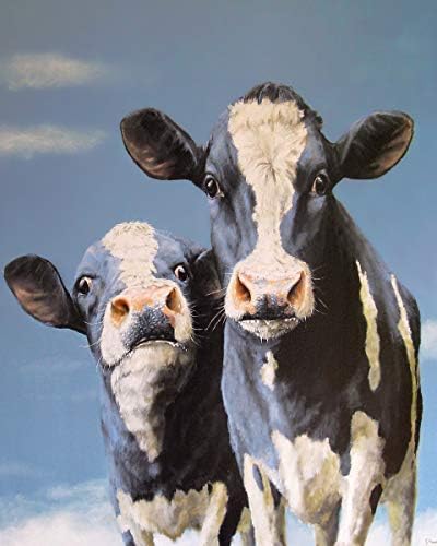 Комплекти за рисуване по номера за възрастни - Крава - Включват четки, бои и Номериран платно - 16x20 см - Отлично