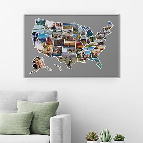 Photocard САЩ - Карта за пътуване по 50 щати - 24 x 36 - Перезаписываемая двупластова карта е Направена от гъвкав