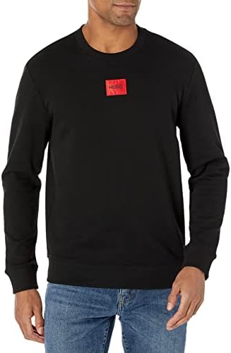Мъжка тениска с кръгло деколте в рубчик Обикновена засаждане и логото на HUGO център