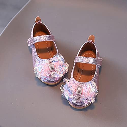 Модел обувки за малки Момичета; Модел обувки Мери Джейн; Обувки Принцеса с цветовете на нисък Ток за Учебната партита и Сватби (Розови, 4-4,5 години)