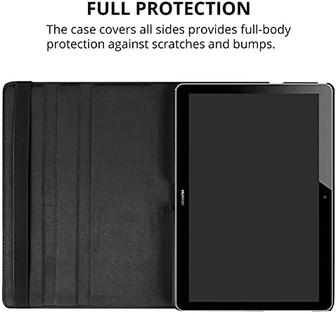 Калъф за таблет Huawei MediaPad T5 10 10,1 инча (AGS2-W09, AGS2-L09, AGS2-L03) - Въртящи се на 360 градуса Калъф-стойка, Защитен калъф, с писалка, фолио за екрана (черен)