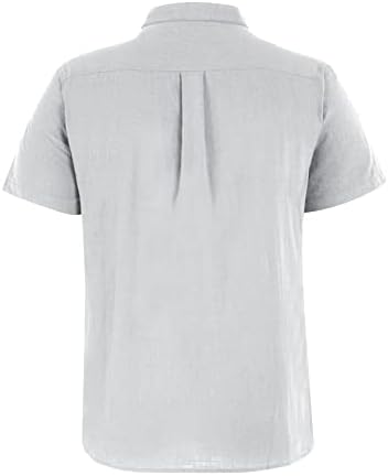 Мъжки Ежедневни Риза с Копчета и Къс Ръкав, спално Бельо, Памучен Плажни Ризи, Обикновена Риза с Ревера, Върхове