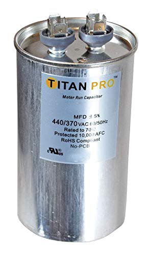 Кондензатор с двойно действие Титан Pro с кръгла двигател, номинална мощност 45/5 микрофарад, напрежение 370-440
