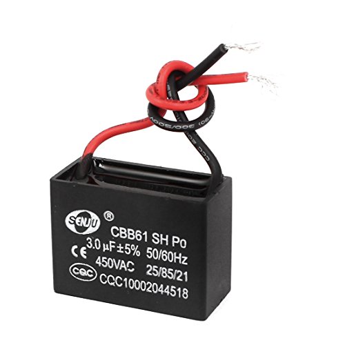 Uxcell CBB61 3 icf 5% 50/60 Hz Кабелна Кондензатор за стартиране на двигателя Променлив ток 450, Черен