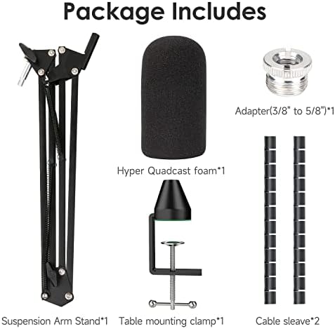 Поставка за микрофон WIBOND Hyperx Quadcast Бум на Arm - Усъвършенстван скоба за микрофонной багажник с поп-филтър, кабелна облицовки, Регулируемо окачване Поставка за ножничн
