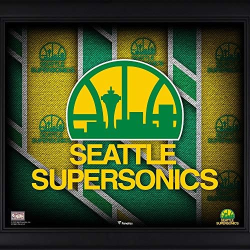 Колаж с класически логото на отбора Сиатъл суперсоникс се в Размер на 15 x 17 инча от масивна дървесина - указателни