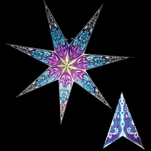 YEPSIO Хартиена Звезда 7-Точков Лампа за Фенер Хартиена Звезда Леки Лампиони Голяма 60 см Звезда Висящи Украшения