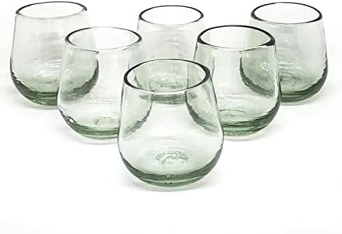 Прозрачни чаши MexHandcraft Roly Поли обем 6 унции (комплект от 6 броя) от рециклирано стъкло не съдържа олово
